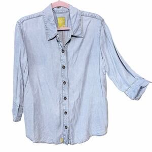 Pulp Lyocell Chambray Button Up Shirt USA Long Sleeve Women’s XL coastal casual